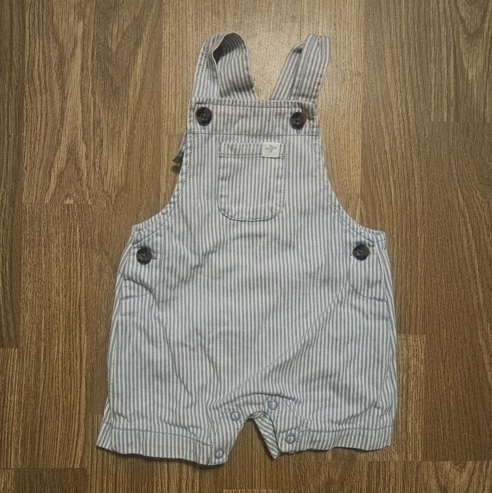 Carter's Light Blue Striped Kids Overalls Size 3 to 6 Months